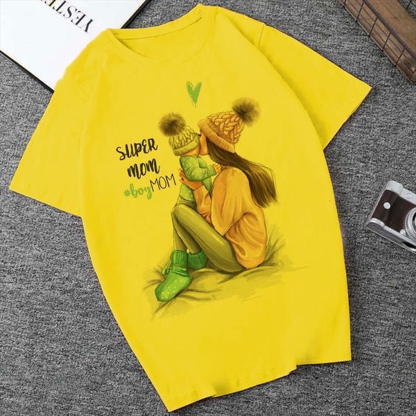 summer vogue aesthetic print womens t shirts super mother harajuku ulzzang casual graphic streetwear camiseta mujer, White